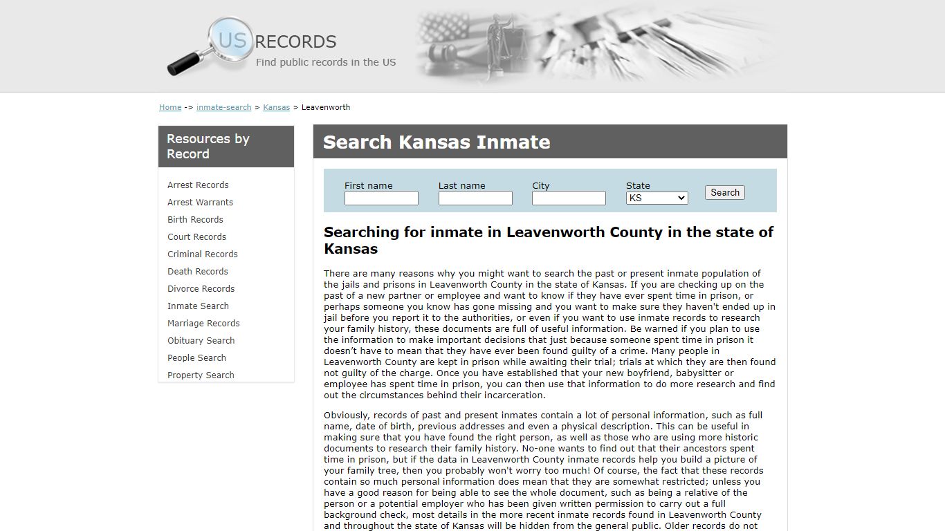 Search Inmate Leavenworth Kansas | US Records