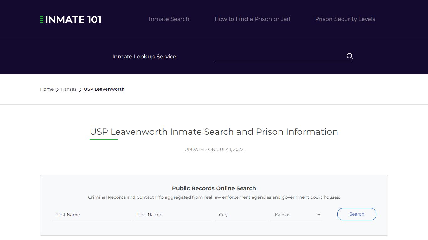 USP Leavenworth Inmate Search | Lookup | Roster