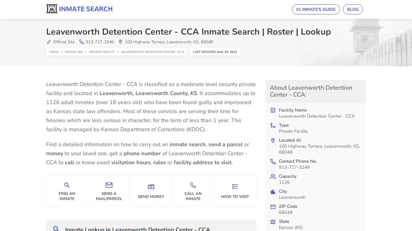 Leavenworth Detention Center - CCA Inmate Search | Roster ...